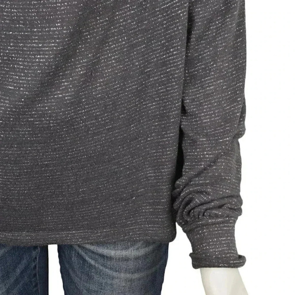 Free People Metallic Gray Cowl  Neck Palmer Long Sleeve Size Medium - Picture 6 of 14